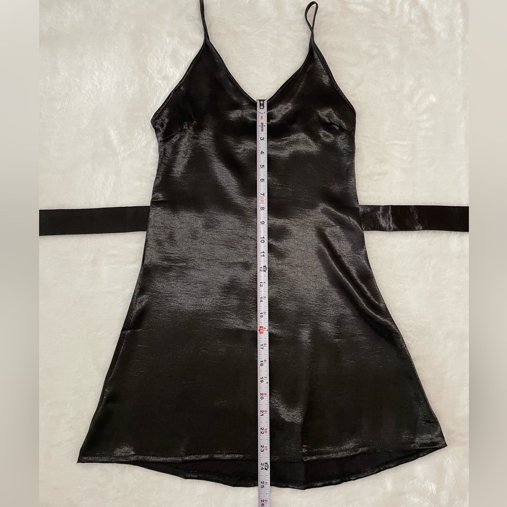 BNWT Sexy Little Black Dress LBD Silky Sash Tie Zipper Back Zaful Strapsâ - Picture 5 of 8
